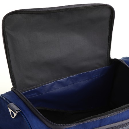 Sportivnaya bag on a zipper with a lining, 3 external pockets, gray/blue color-2