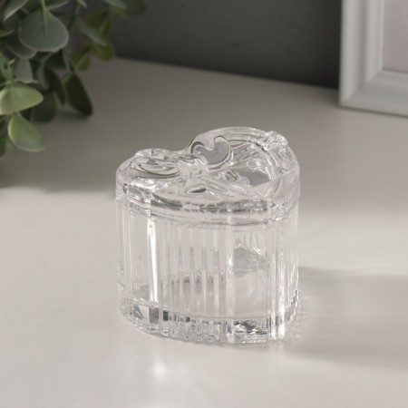 Casket Glass "Gift Heart" Transparent 7.4x7.4x7.1 cm