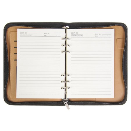 Organizer on rings A5, 100 sheets in a ruler, with a calculator, on a zipper, black-5