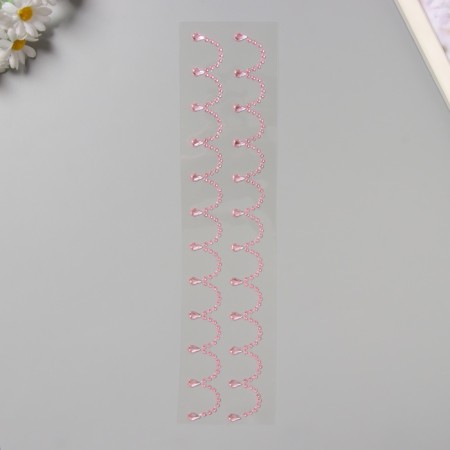 Sticker of rhinestones plastic "suspensions" pink 35x8 cm-1