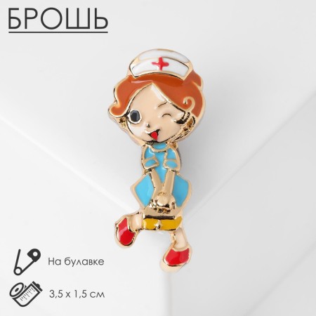 Brooch "Nurse", colored in gold