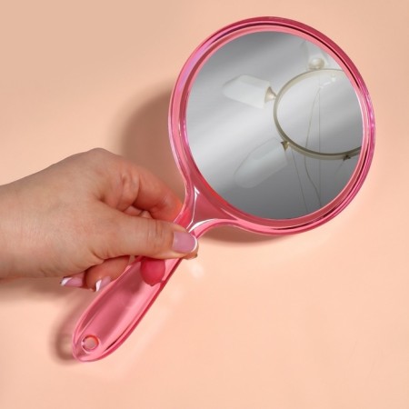 A mirror with a handle, bilateral, with an increase, D mirror surface 12.5 cm, color mix-4