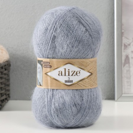 Yarn "3 Season" 51% acrylic, 25% moher, 24% wool 500m/100g (21-gray)