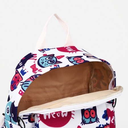 Baby backpack on lightning, 3 outer pockets, pink/white color-7