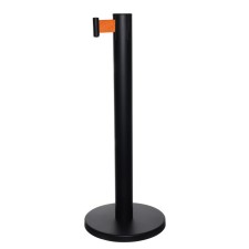 The fence stand is black, with an exhaust ribbon-470cm orange, height-90cm, D-11CM, floor D-35CM