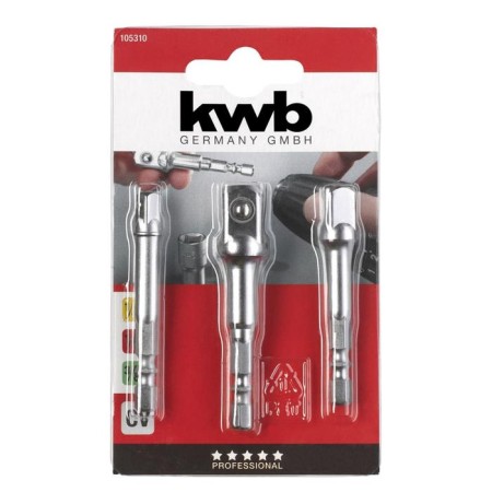 Набор адаптеров KWB, 1/4"х 65/65/70 мм, 3 предмета, сталь CrV-1