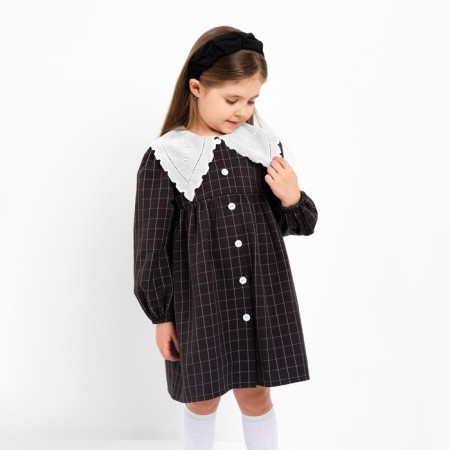 Children's dress with collar Kaftan, size 34 (122-128 cm), black color-5