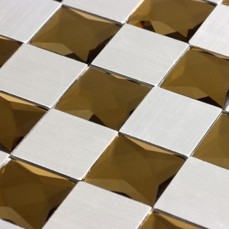 Self-adhesive panel 30*30cm mosaic cage gray-gold-1