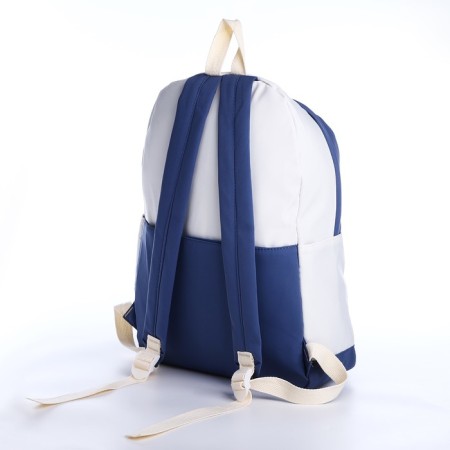 School backpack from textiles on lightning, 3 pockets, blue color-3
