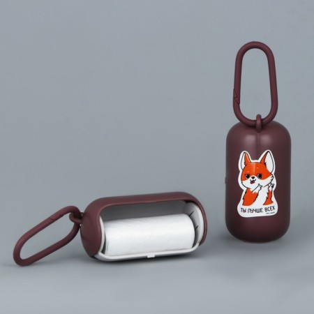 Container with packets for cleaning the dog “You are the best”, brown color-3