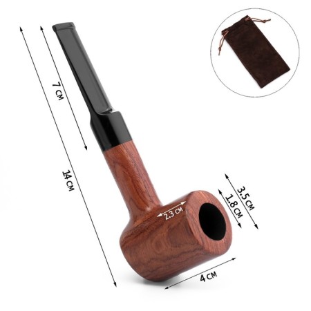 Chicken pipe for tobacco "Commander premium", classic, red tree, length 14 cm, d-1.8