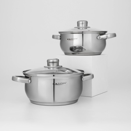 Set of pots "Grett", 2 subjects: 2.2 l; 3.2 l, capsule bottom-1