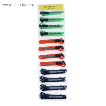 A set of 12 pieces, an office knife, 18 mm, a plastic latch, calligrata, in a blist-5
