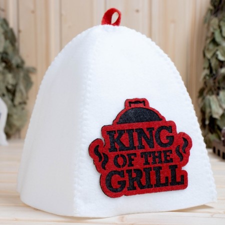 Bath cap with applique "King", red