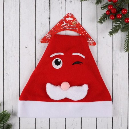New Year's cap "Mischief" 28x34 cm, red-1
