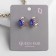 Earrings with rhinestones "Edel" oval lace, blue color in pink gold