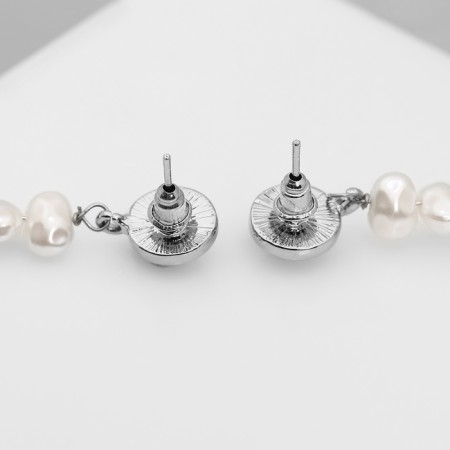 Earrings with pearls "bead" peak, color silver-2