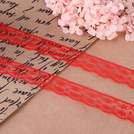 Capricon lace, 22 mm × 10 ± 1 m, color red No. 20-1