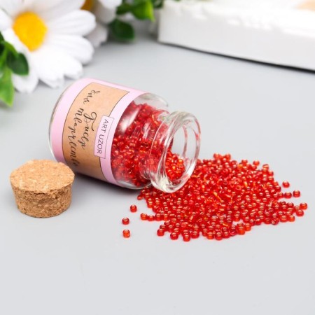 12/0 round beads in the bottle "red" transparent-color 20 g-1