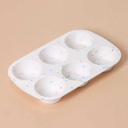 Konfinetta baking form “Figures. Circle ”, silicone, 28 × 18 × 3.5 cm, 6 cells (D = 7.8 cm), white color-3