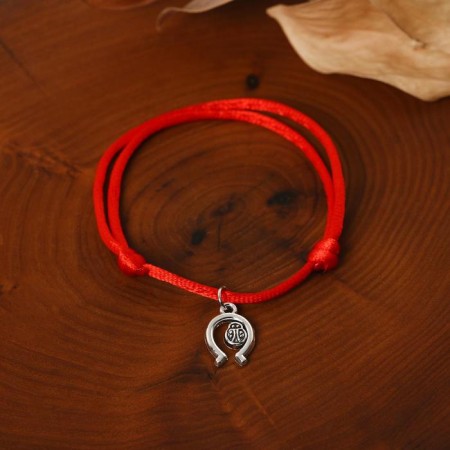 Bracelet-reinforcing “Red thread” attracting good luck and happiness, color black silver, l = 20 cm-1
