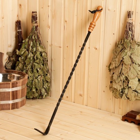 Forged poker "patina gold", bean handle, height 70 cm-3