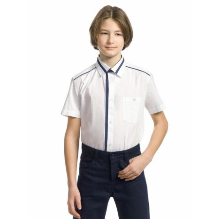Short -sleeve shirt for Pelican boy, height 122 cm, white color
