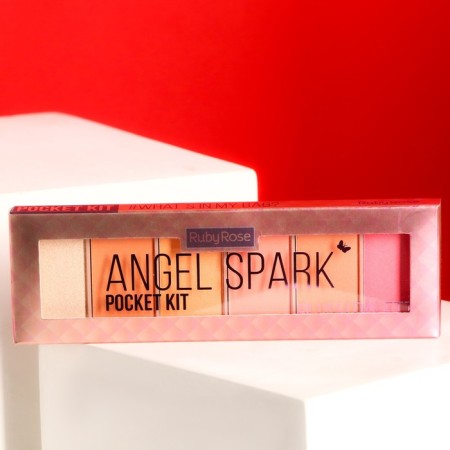 Palette for makeup blush and highlighter, Angel Spark, Ruby Rose, 6 shades