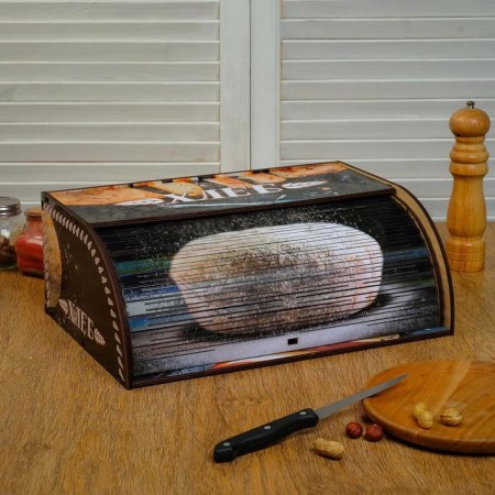 Wooden breadbone "Baton, slicing", color, 38x26x14 cm