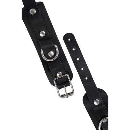 Pecado BDSM bracelets, mini with rounded corners, genuine leather, black-5