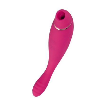 Jos Danvi vibrator with vacuum-wave stimulation, silicone, 21.5 cm, pink color