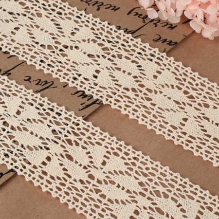 Knitted lace, 60 mm × 10 ± 1 m, beige color-1