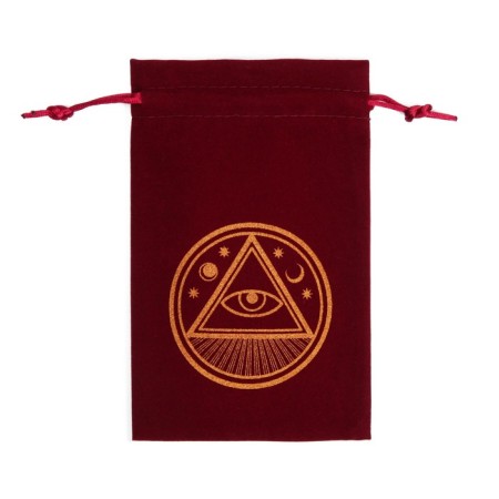 Tarot bag, “all -seeing eye”, velvet, burgundy, 12x18 cm-2
