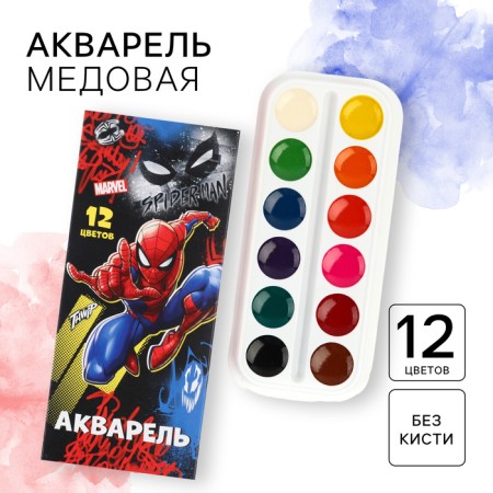 The honey watercolor "Spider-Man", 12 colors, in a cardboard box, without a brush