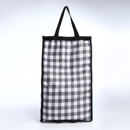 Folding bag on Velcro, 2 wheels, black/white color-1