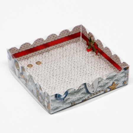 Box for cookies "New Year toys", 12 x 12 x 3 cm, 1 pc.