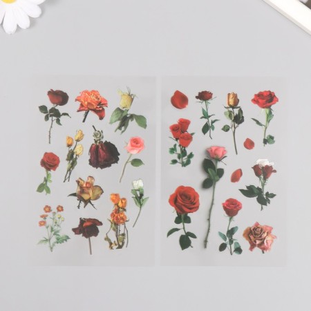 Stickers for creativity PVC "Red Flowers" set 2 sheets 10x15 cm
