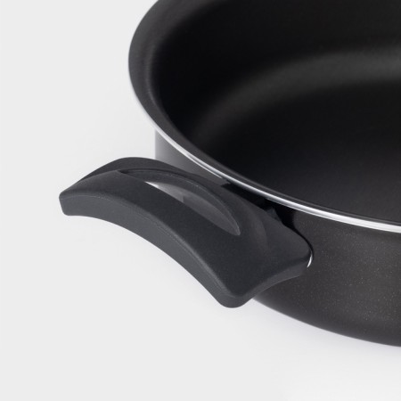 Consul, 1.5 l, D = 20 cm, glass cover, plastic handles, anti-stick coating, black color, black-2