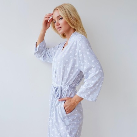 Women's bathrobe KAFTAN "hearts", Gray, p.40-42-3