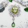 Brooch "Empress" circle, white-green color in silver