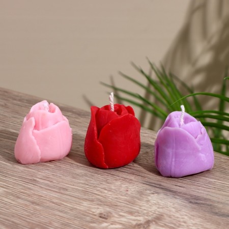 Candle "Tulip" 4x4x4 cm, soy wax-3