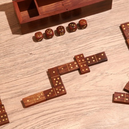 Game desktop 2v1 (domino + cubes) 19x6x5 cm, tree shisham-7