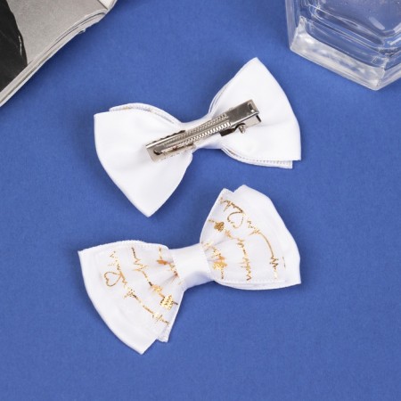 Hair clip "Bow Vivian" (set 2 pcs) tenderness, 6.5 cm, white-1