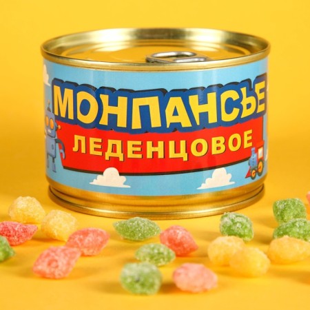 Monpensier "Children", Caramel Lollice in a tin bank, 140 g