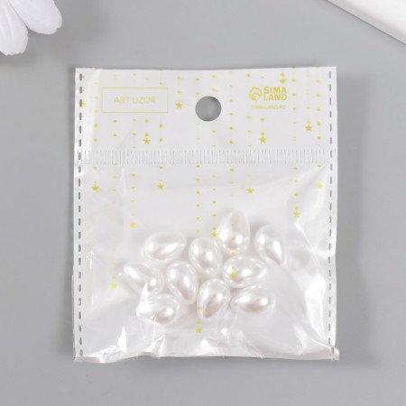 Beads for creativity (ending) plastic "Pearl Purchald drop" set 10 pcs, 1.3x0.8x0.8 cm-4