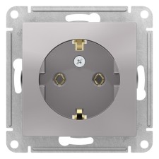 Розетка SE ATLASDESIGN, 16 А, с з/к, механизм, цвет алюминий