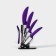 Kitchen “bend” kit, 5 objects: knives 7.5 cm, 10 cm, 13 cm, 15 cm, vegetable cleaning, on the stand, purple color