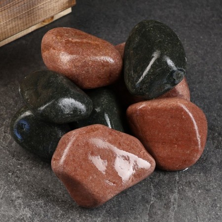 Bath stone "duet", "red-black", raspberry quartzite and olivin box 10 kg