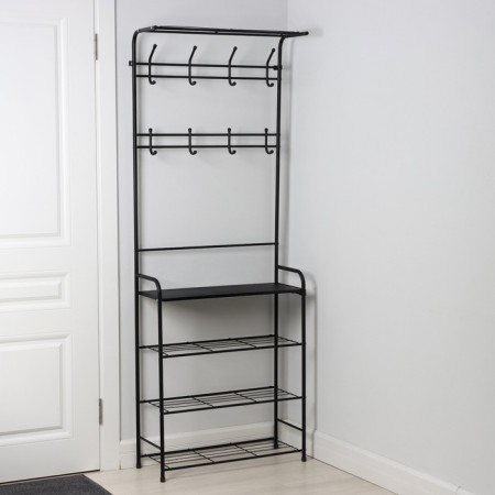 The rack in the hallway "Constant", 69 × 26 × 183 cm, black color-1