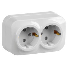 IEK ERH24-K01-16 GLORY, OP, 2 sockets, grounding, white color.